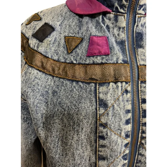 Women’s Vintage Faded Glory Denim Jacket, Size L, Blue & Purple - Picture 3 of 11
